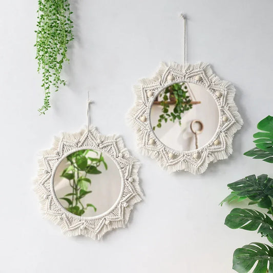 Boho Macrame Wall Mirror – Round Shape