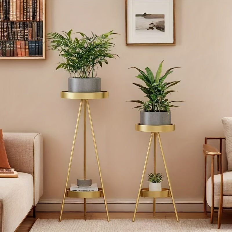 Nordic Geometric Plant Stand – Two-Tier Metal Structure