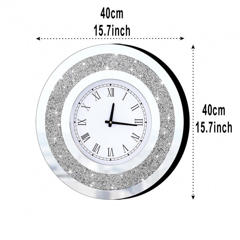 Luxury Wall Clock with Mirrored Crystal Frame – Round Shape