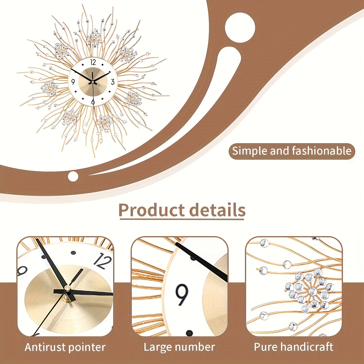 Nordic Minimalist Silent Wall Clock in Wrought Iron