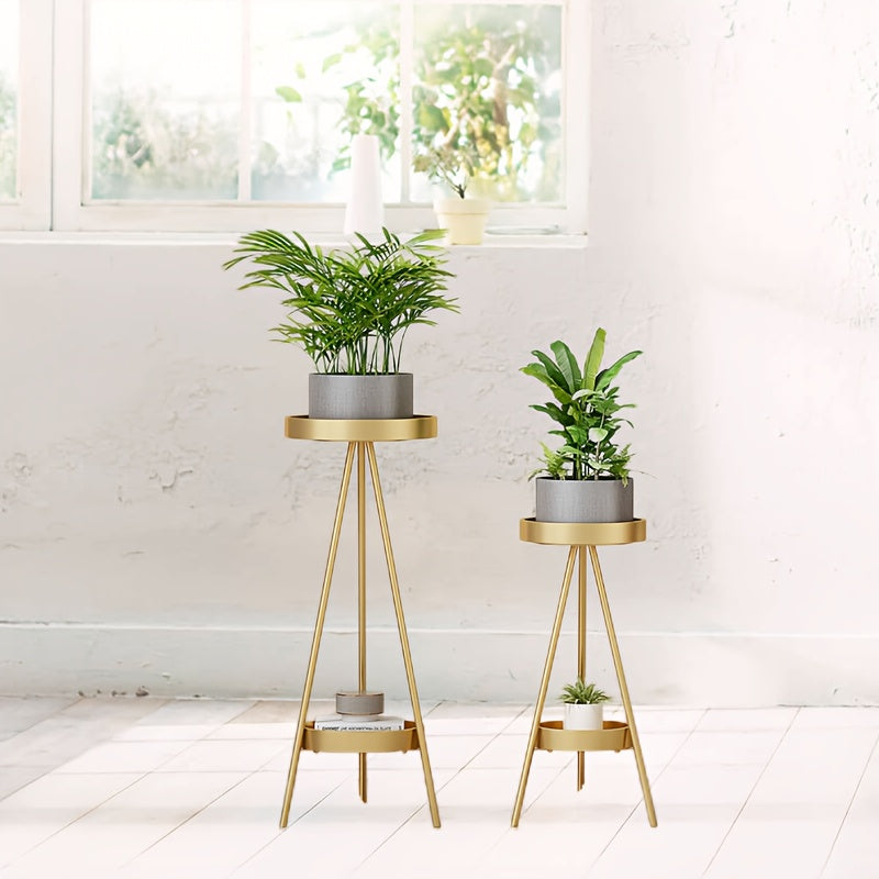 Nordic Geometric Plant Stand – Two-Tier Metal Structure