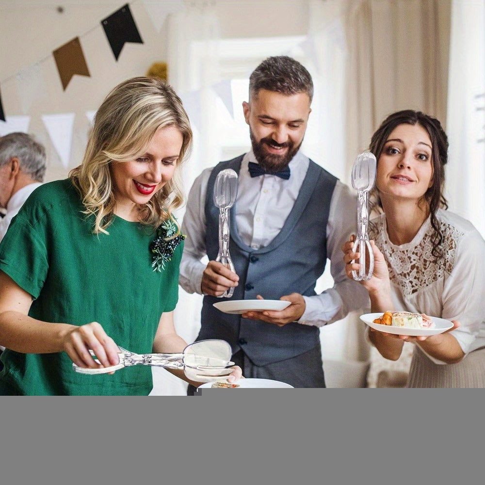 Transparent Plastic Salad Scissors and Tongs (2 in 1)