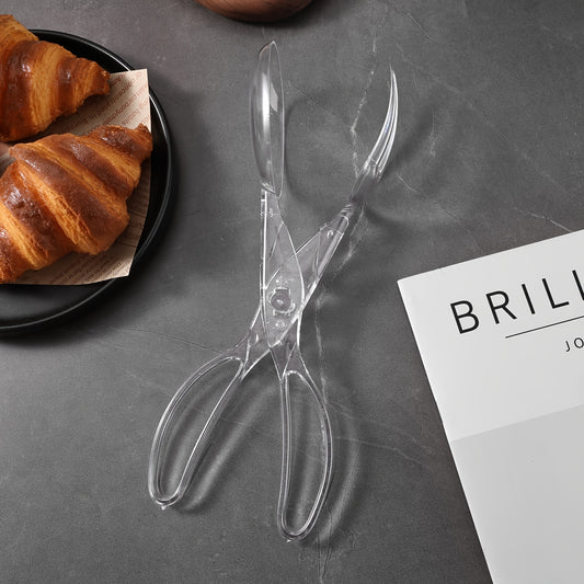 Transparent Plastic Salad Scissors and Tongs (2 in 1)