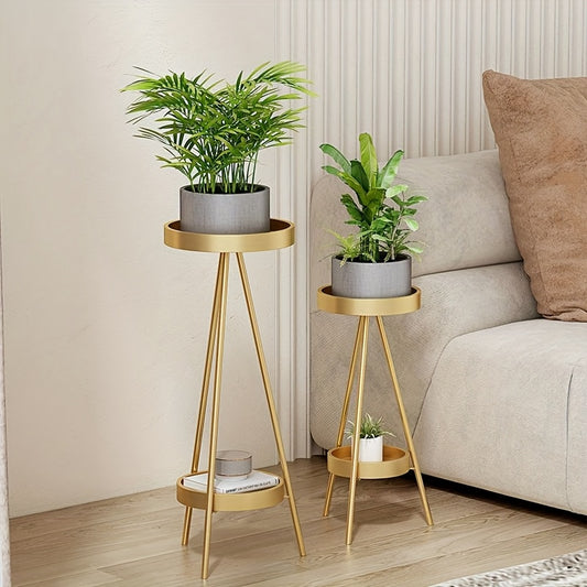 Nordic Geometric Plant Stand – Two-Tier Metal Structure
