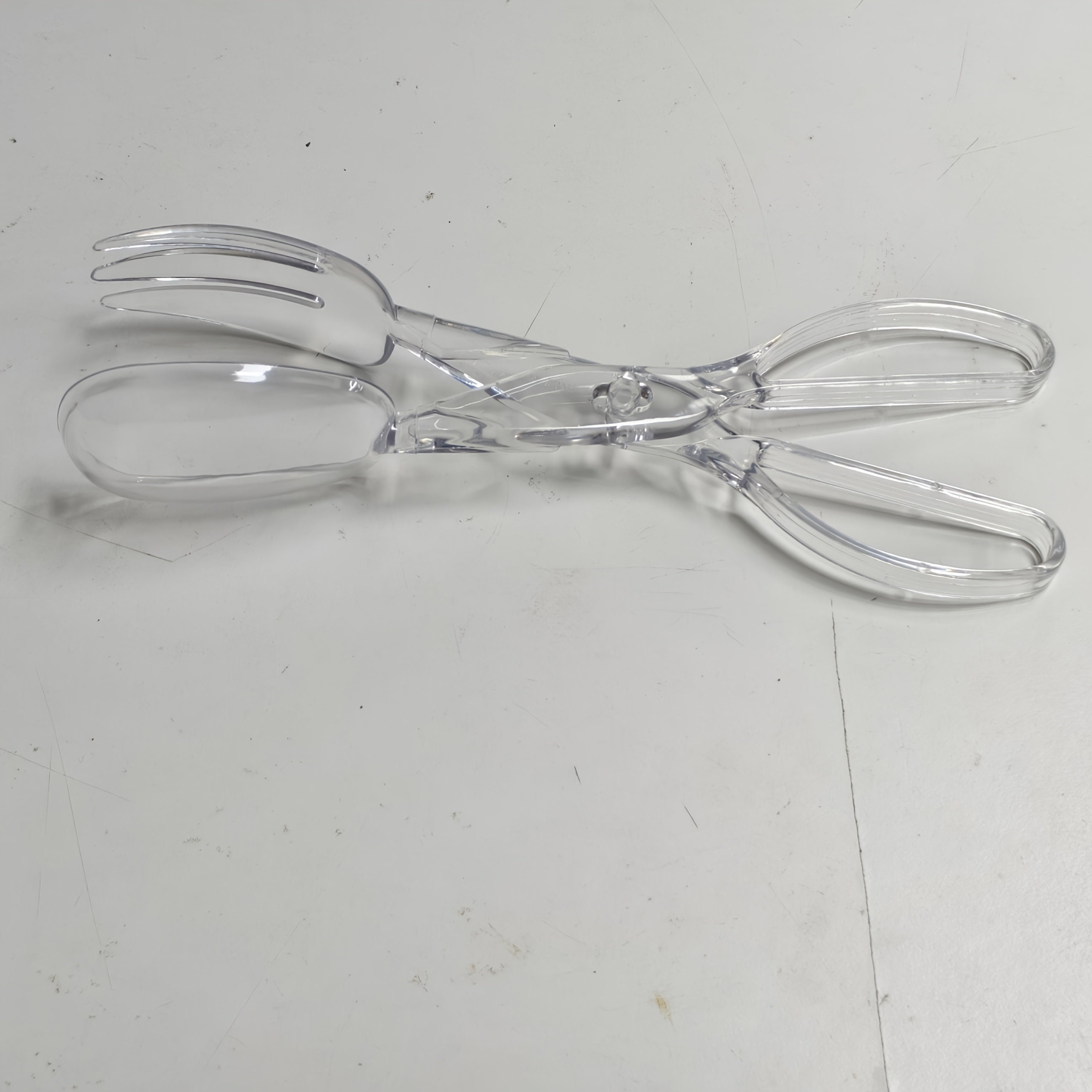 Transparent Plastic Salad Scissors and Tongs (2 in 1)