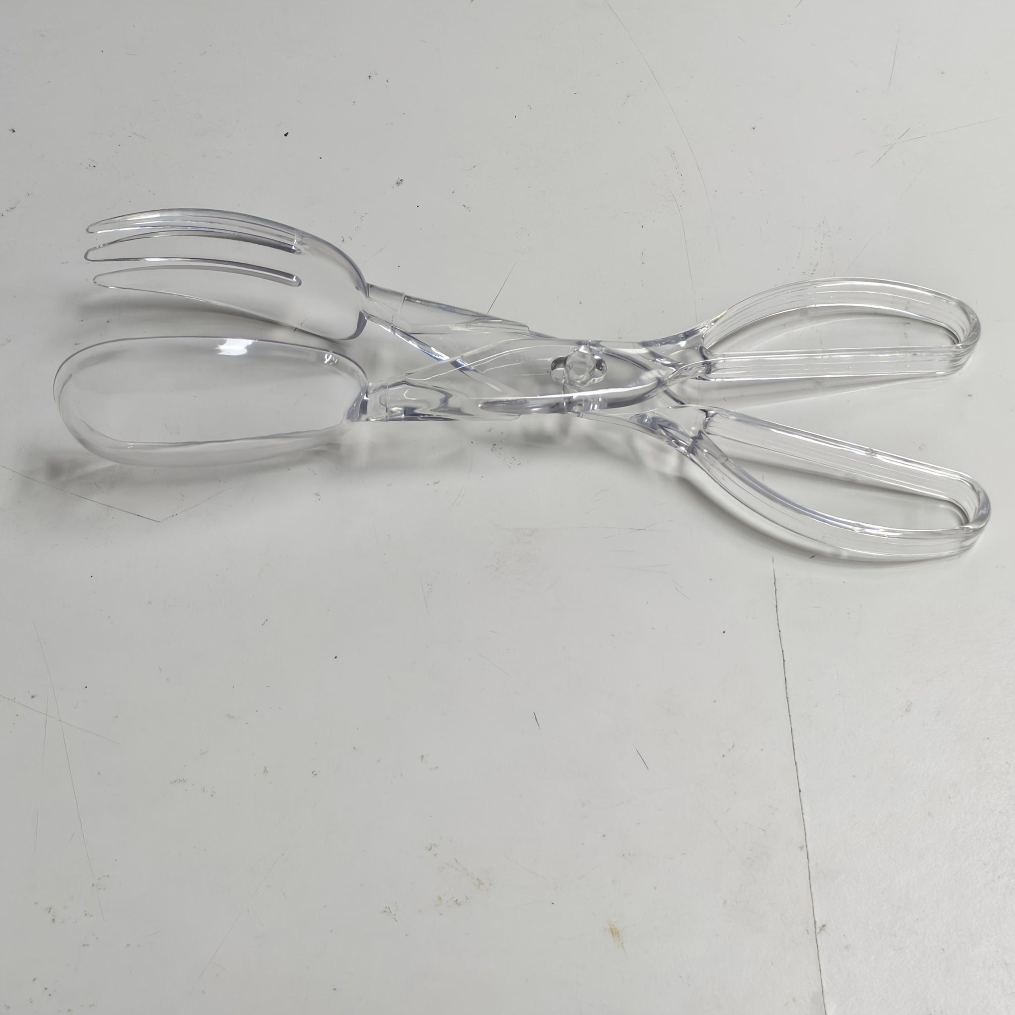 Transparent Plastic Salad Scissors and Tongs (2 in 1)
