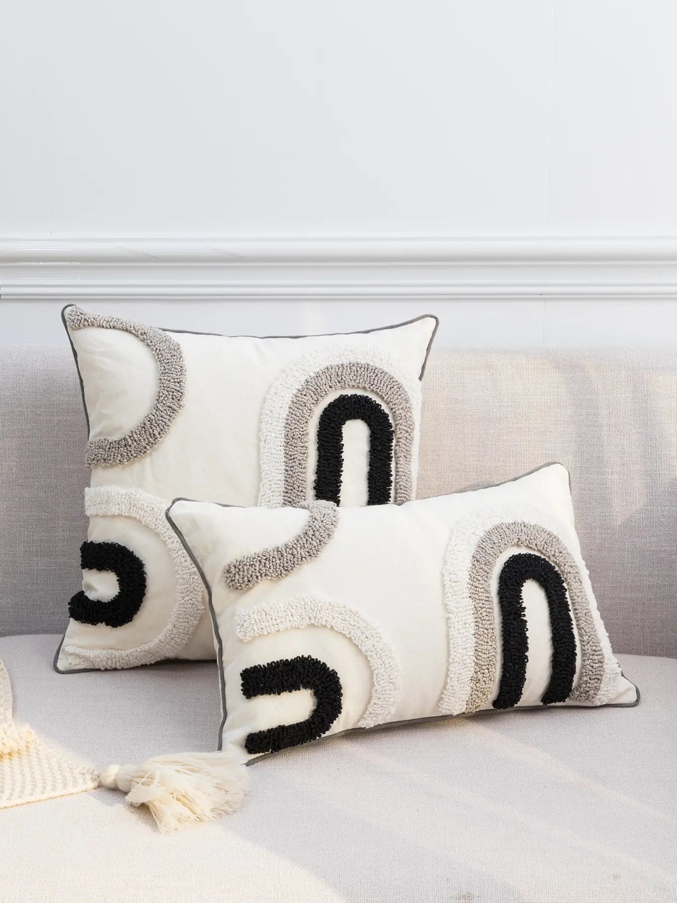 Black and White Geometric Boho Cushion Cover