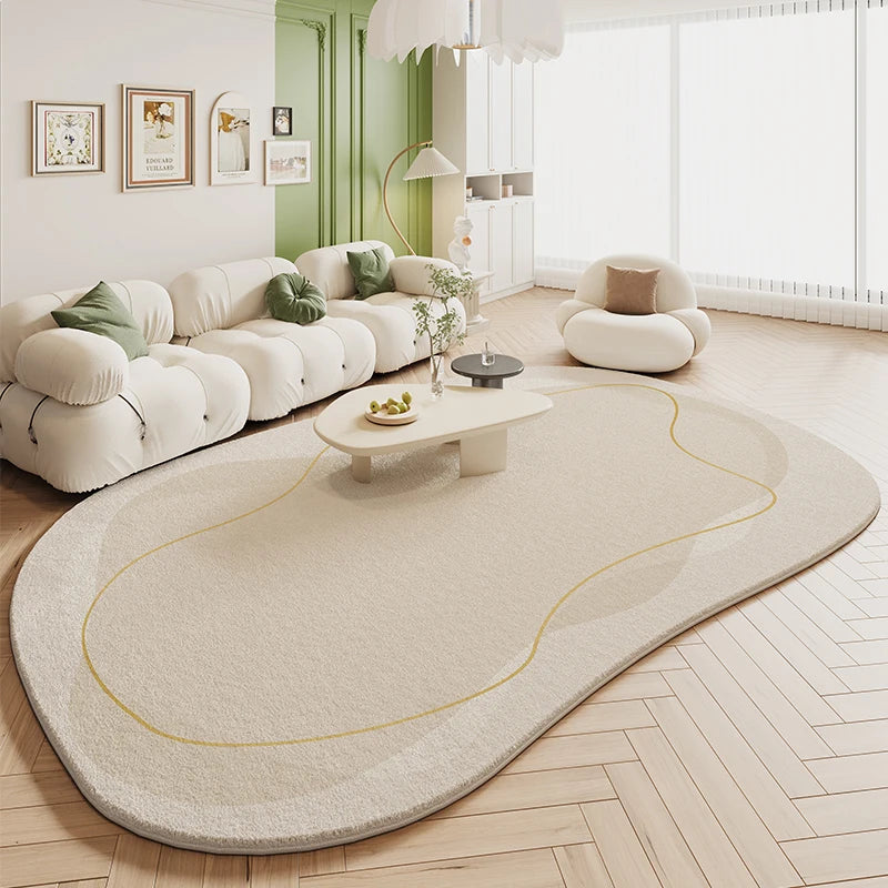 Irregular Green Rug in Cream Style
