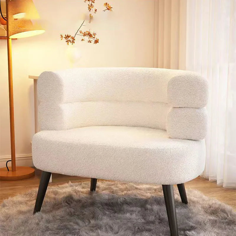 Luxury Nordic Lazy Sofa Chair – White Lambskin Fleece Fabric