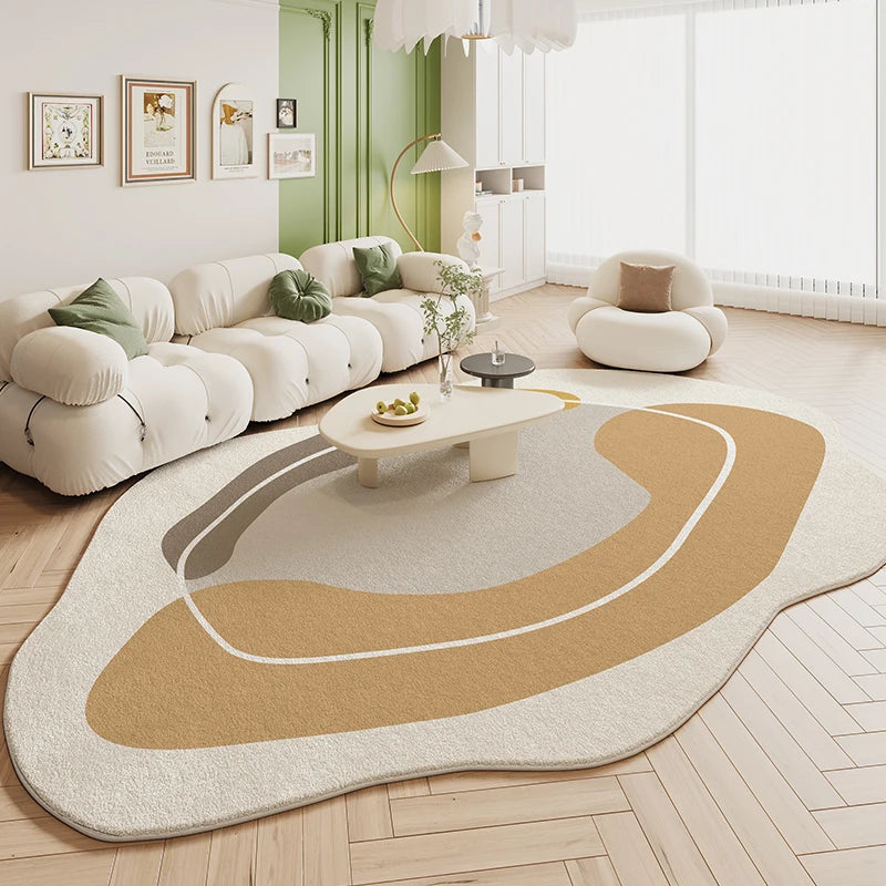 Irregular Green Rug in Cream Style