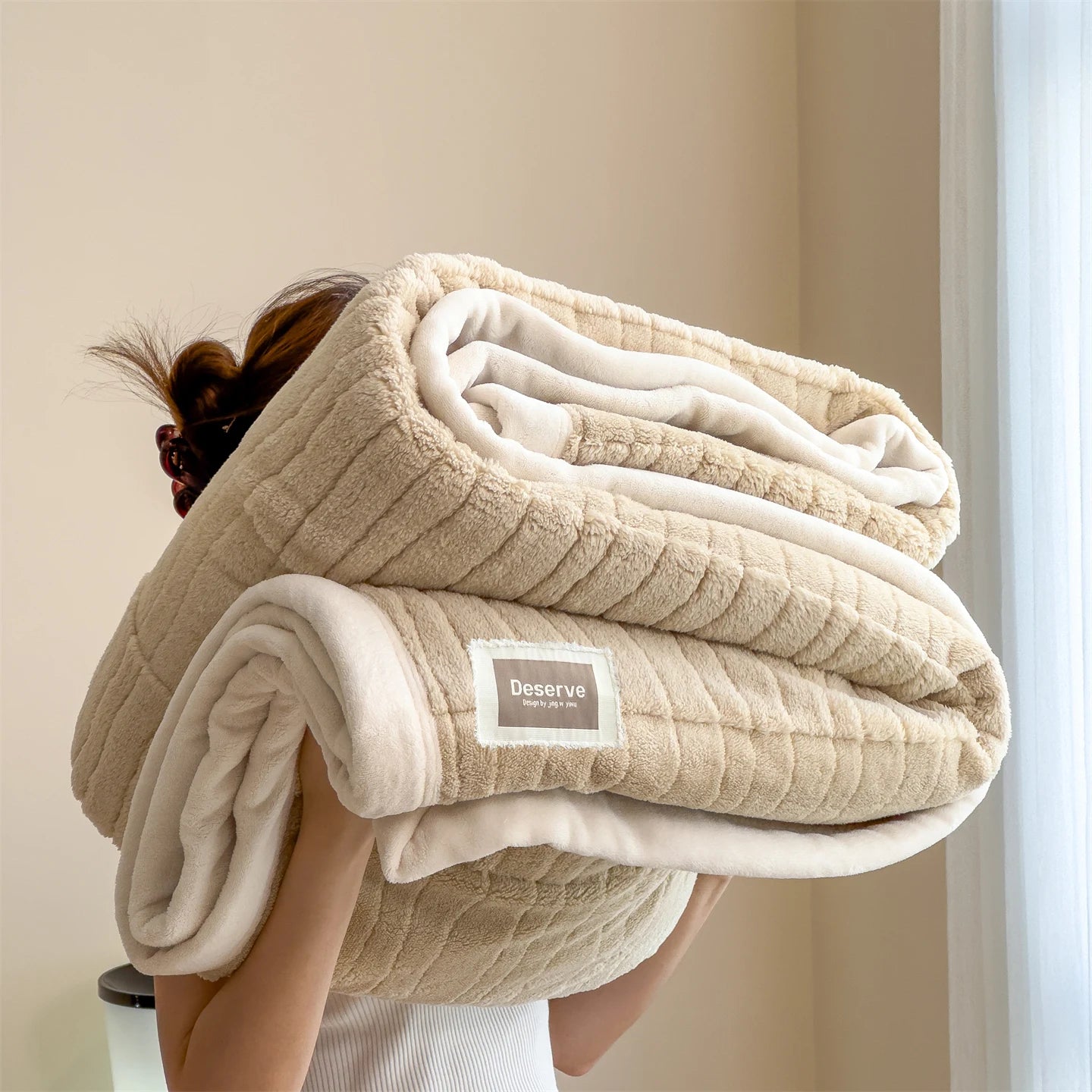 Luxury Double-Sided Wool Blanket – Thick and Warm