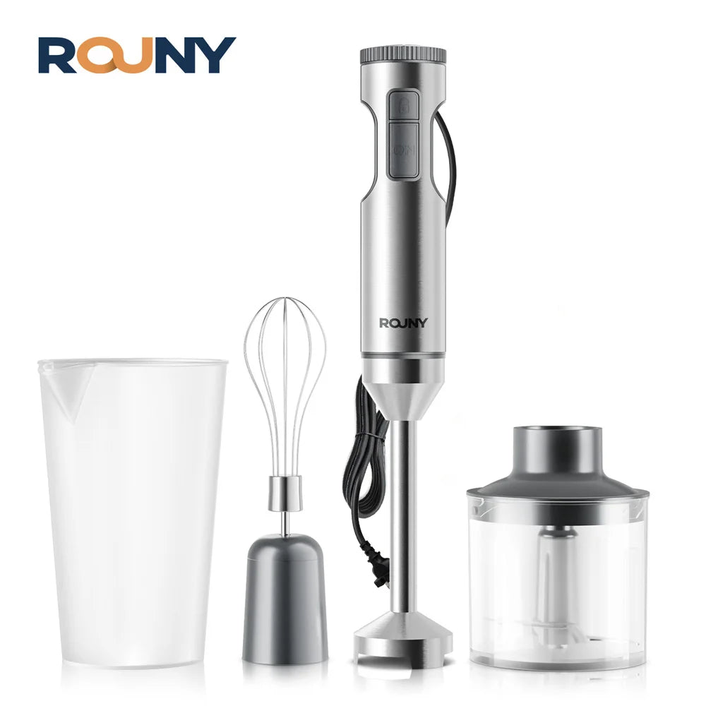ROUNY 4-in-1 Immersion Blender – 1000W with Cup and Whisk