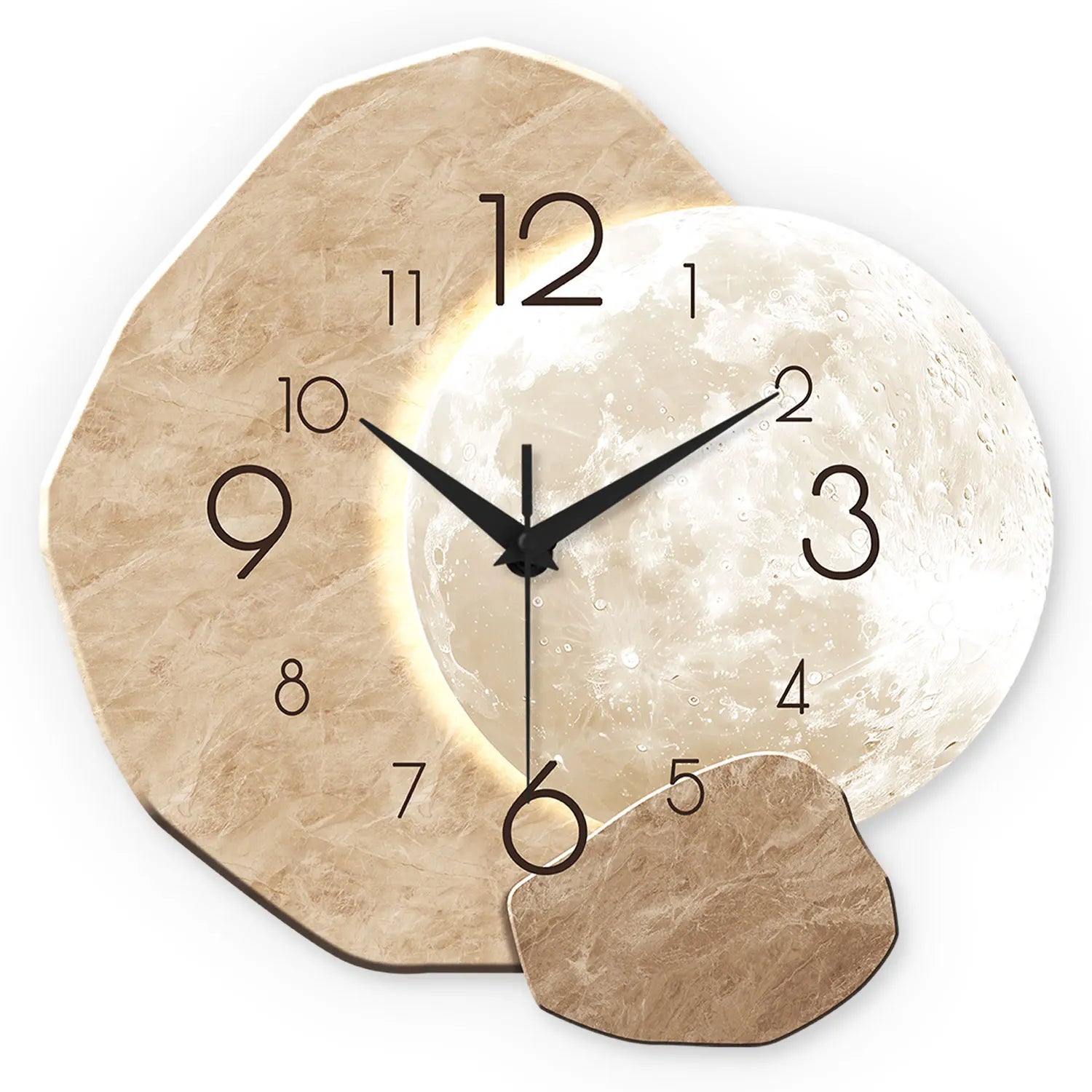 Silent Wooden Moon Wall Clock