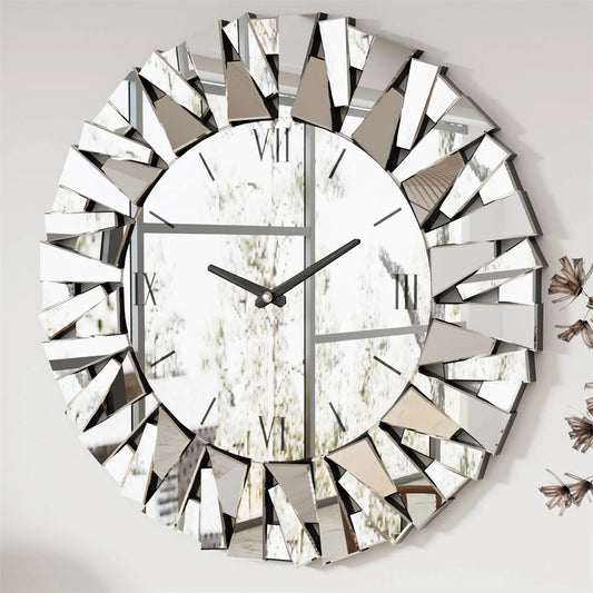 3D Mirrored Sunburst Wall Clock