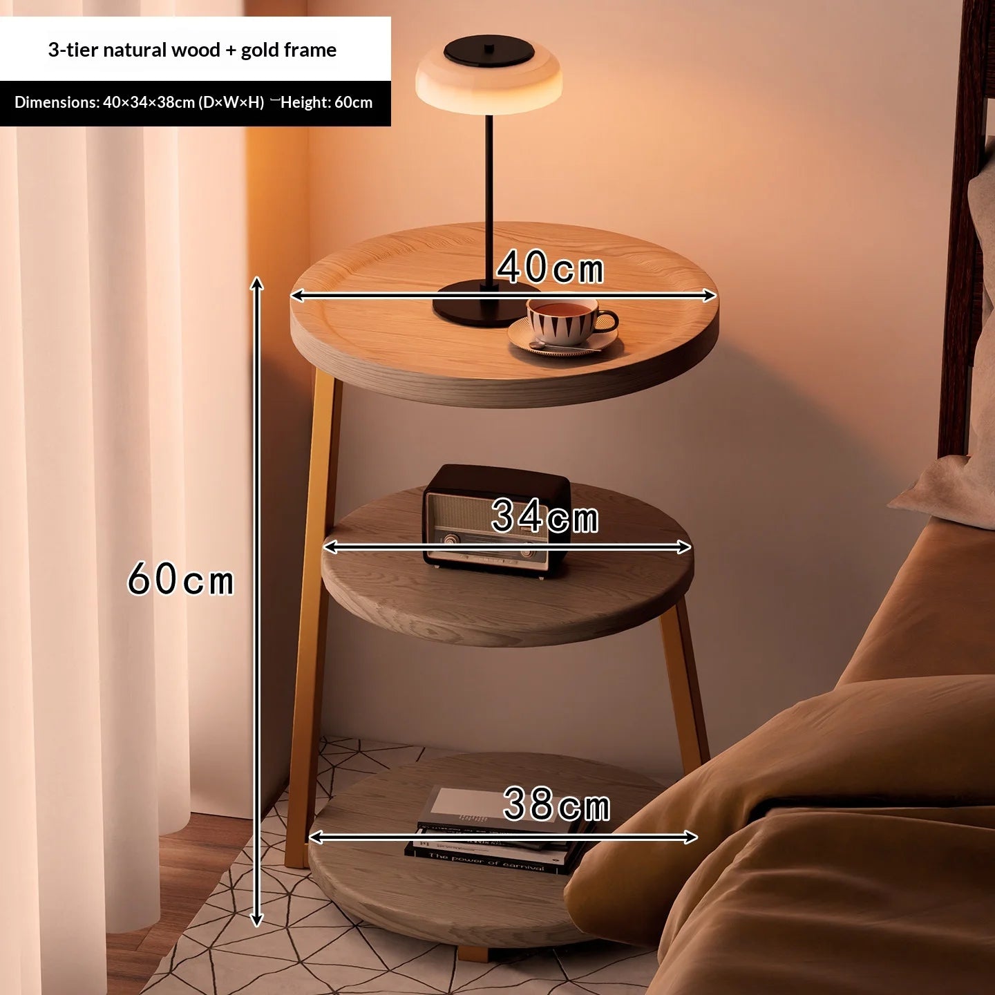 Modern Wooden Nightstand with 2 Drawers