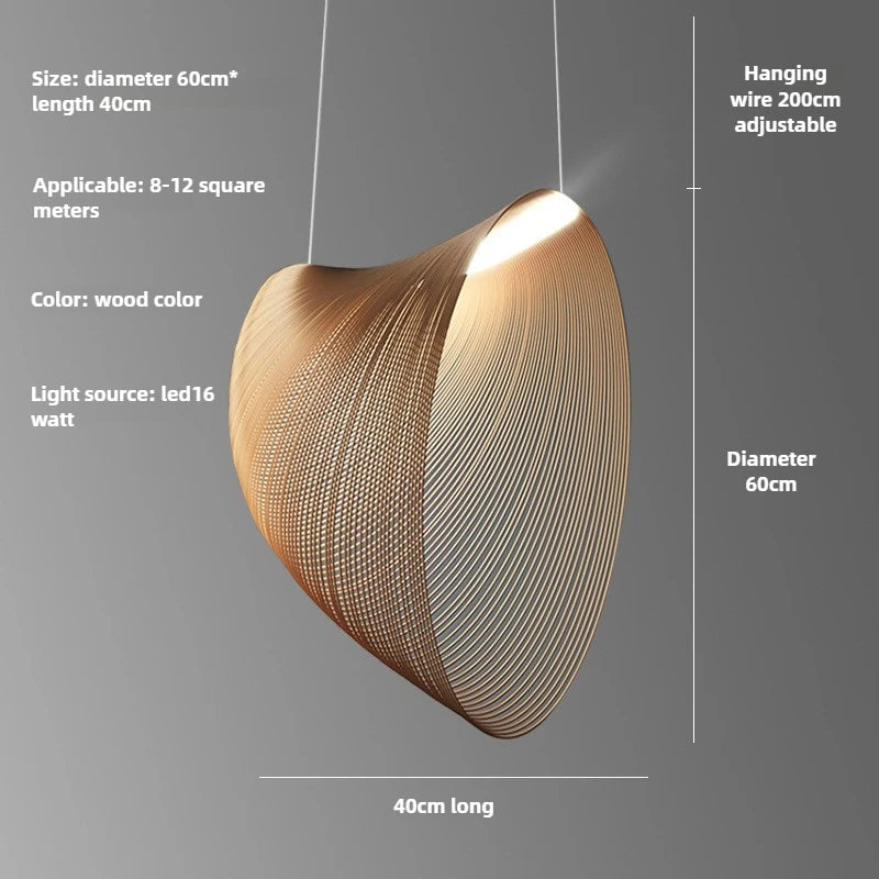 Nordic Wood LED Pendant Light – Adjustable Bird's Nest