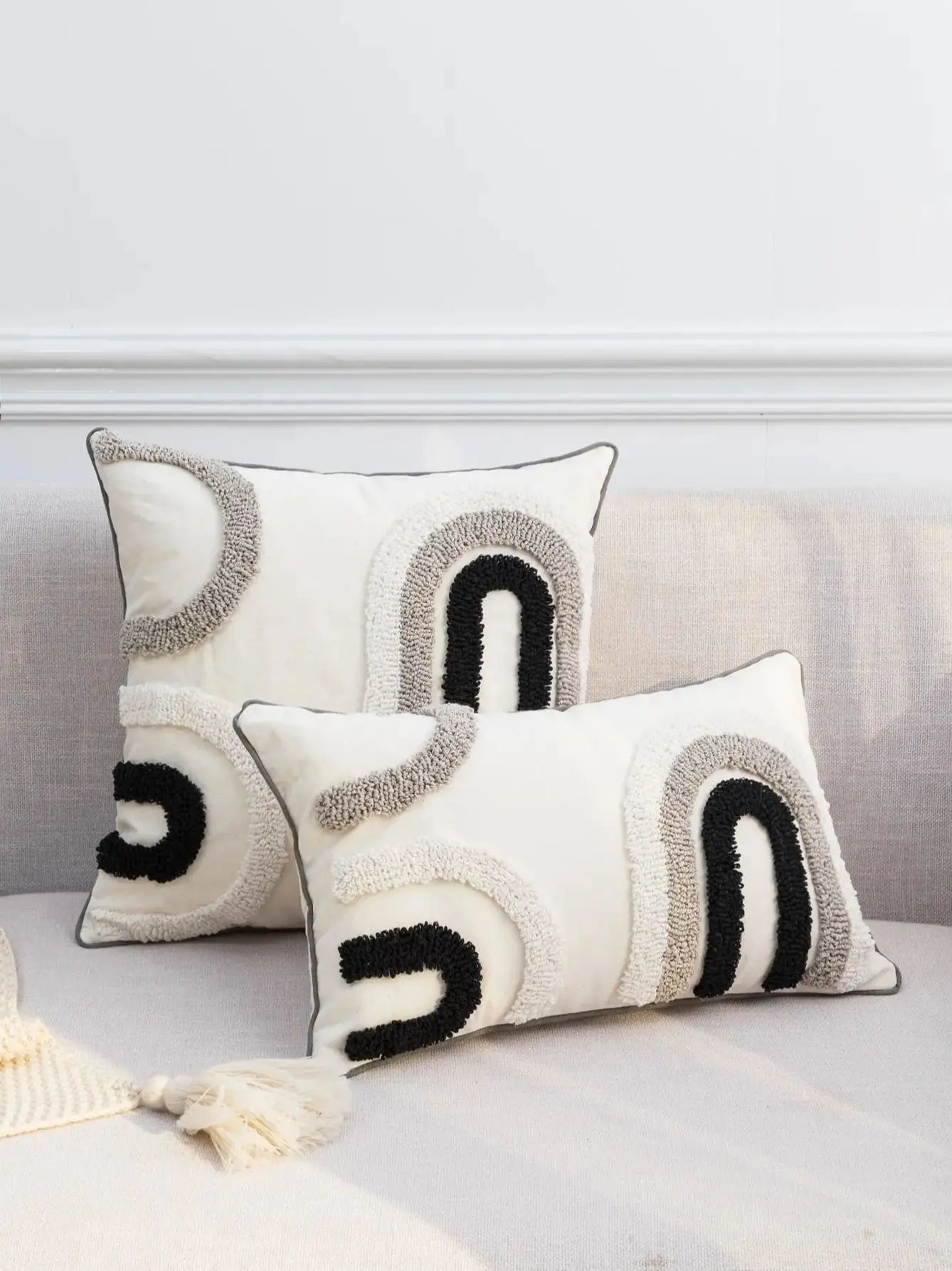 Black and White Geometric Boho Cushion Cover