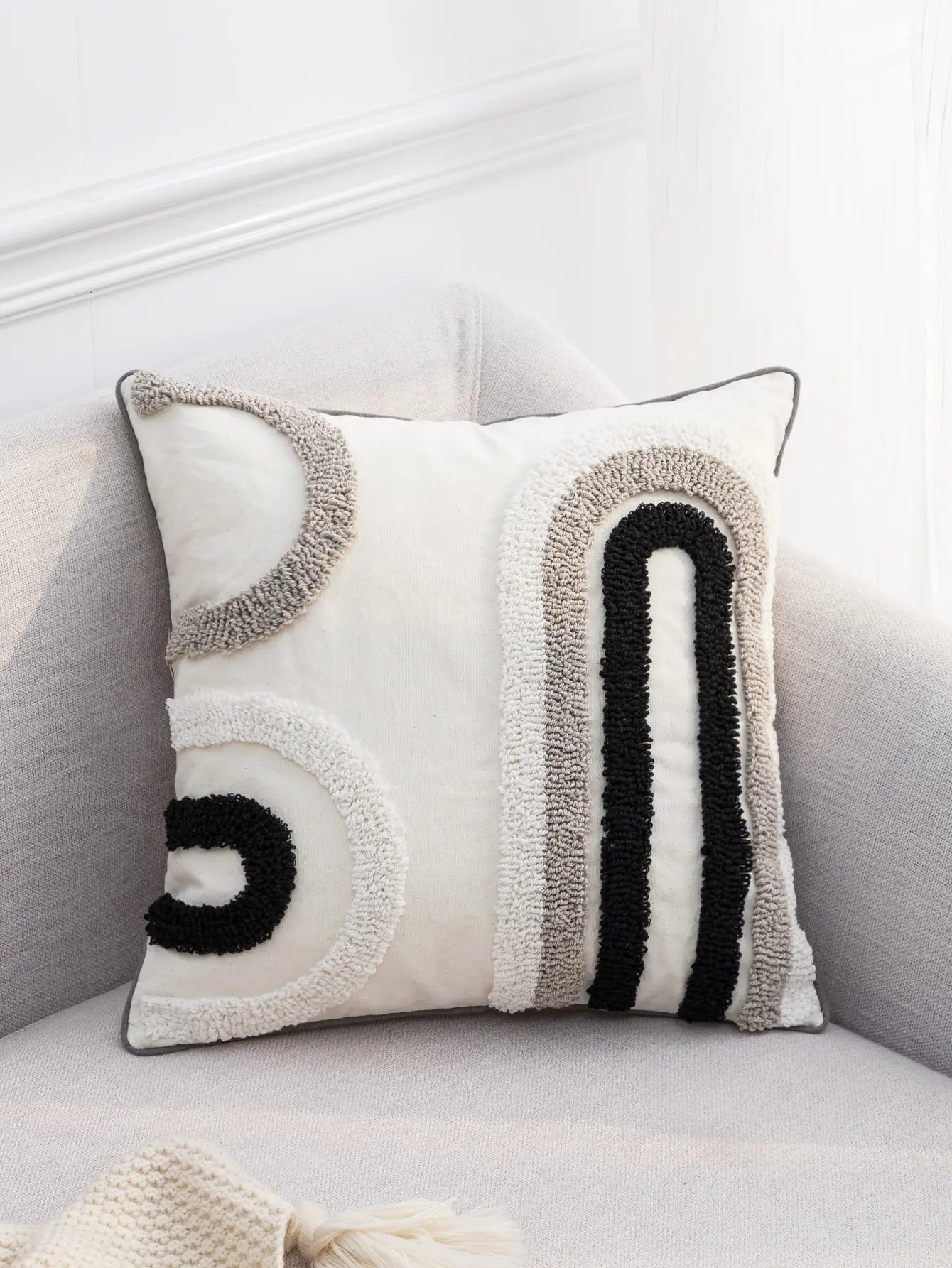Black and White Geometric Boho Cushion Cover