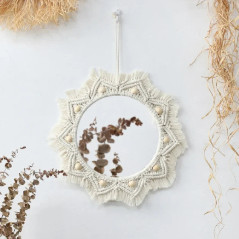 Boho Macrame Wall Mirror – Round Shape