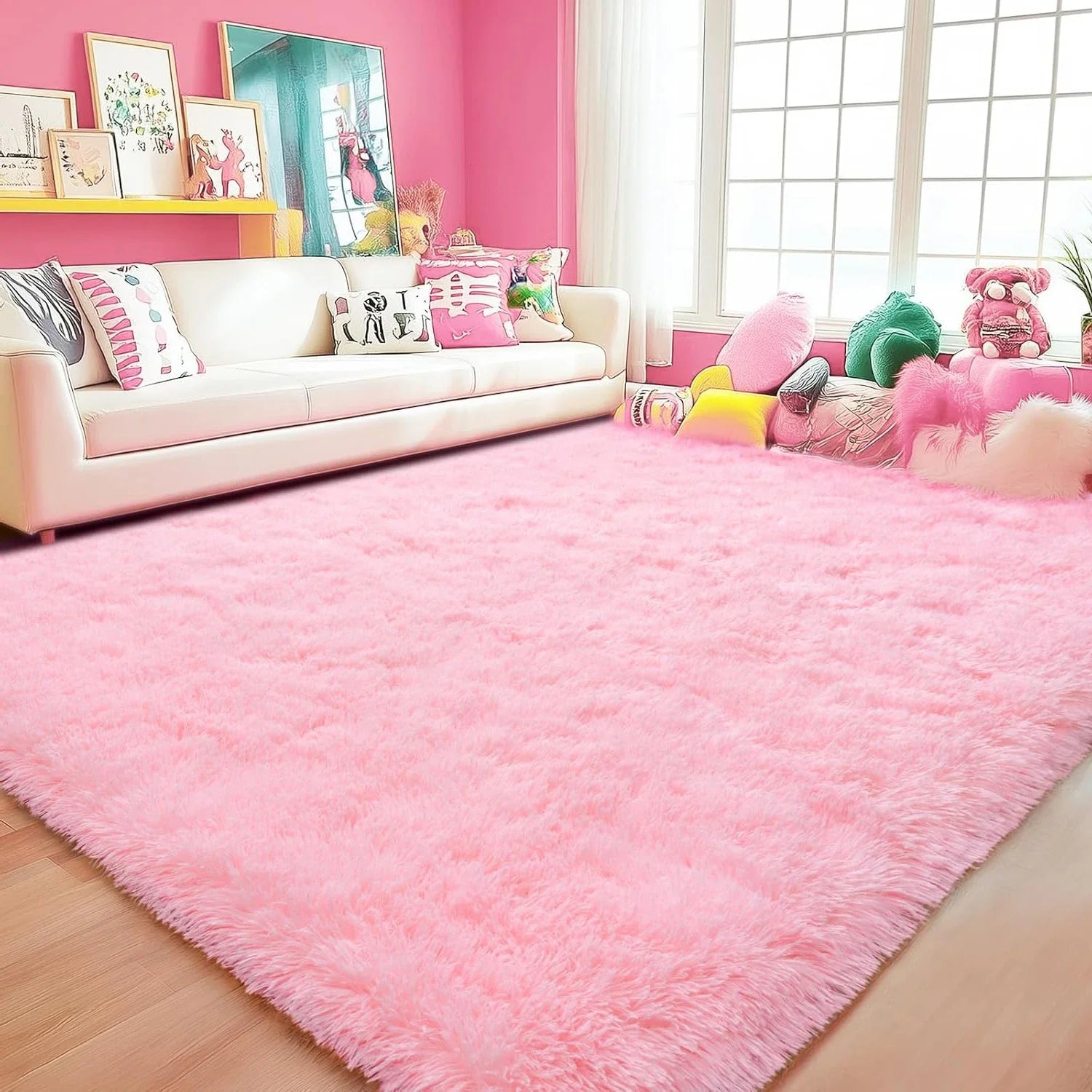 Modern Minimalist Rug – Coral Fleece, Living Room, Bedroom, Home Decor