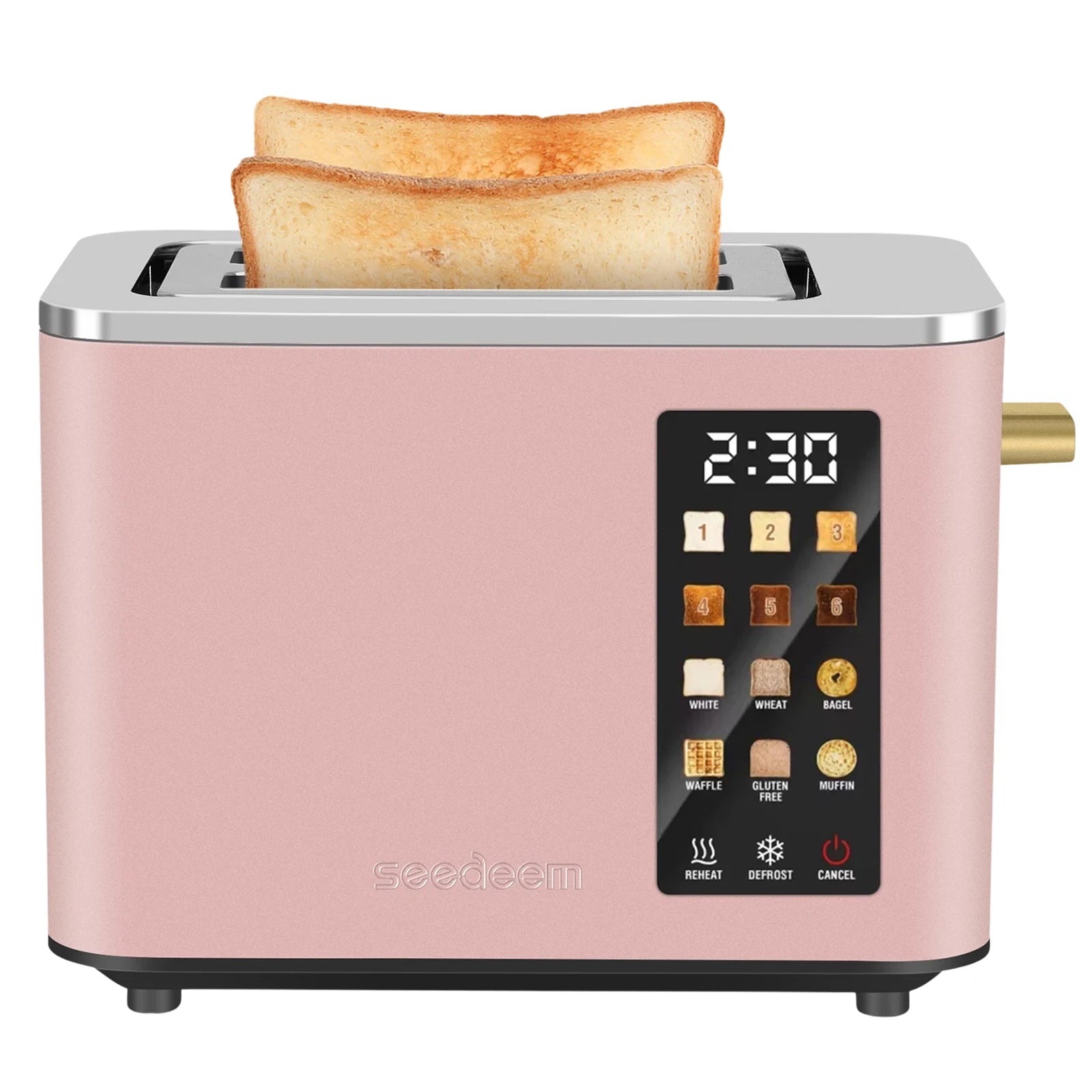 Stainless Steel Electric Toaster, 2 Slices, LCD Touchscreen, 6 Levels, 900W