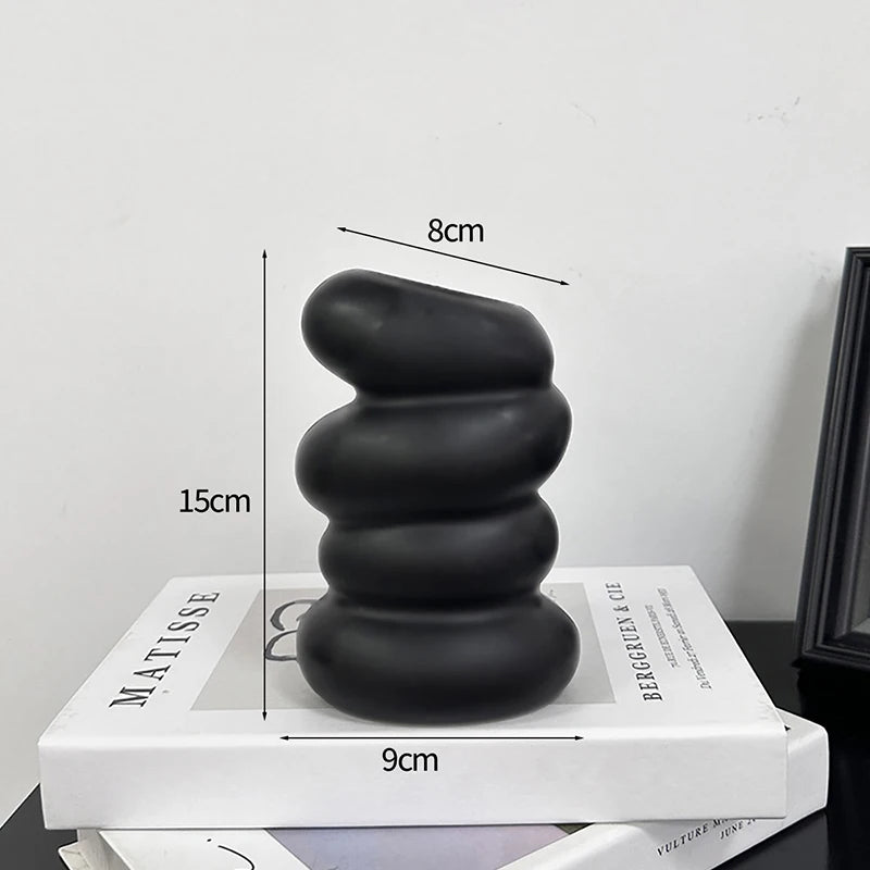 Decorative Plastic Flower Vase – Modern Style Black