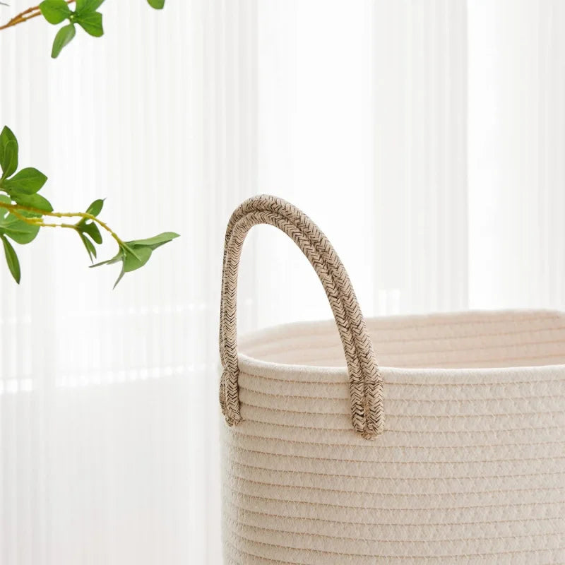 Large Storage Basket – Braided Rope, for Living Room, Bedroom and Bathroom, for Clothes, Toys and Blankets