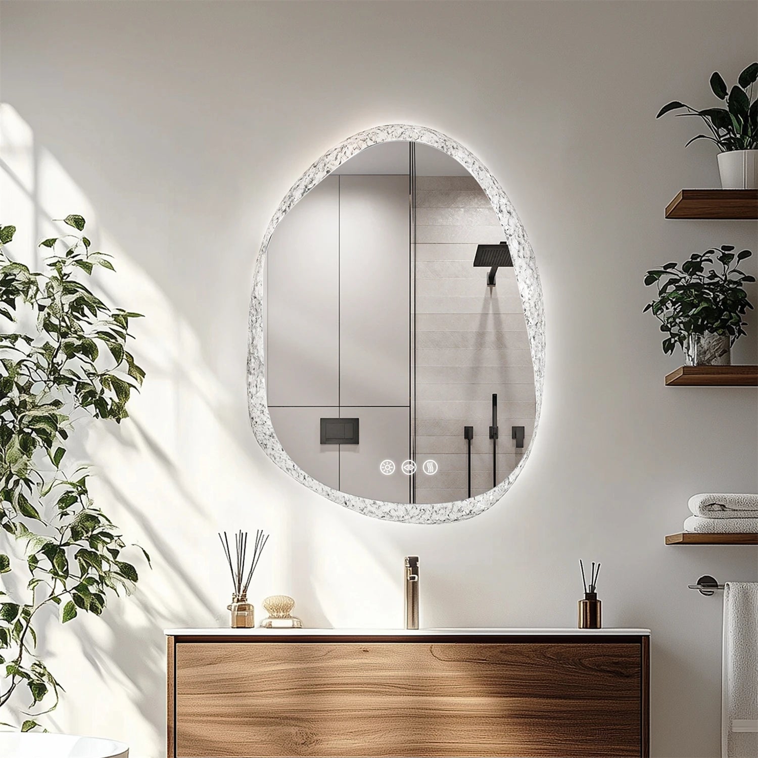 LED Bathroom Mirror – Anti-fog, Backlit, 3 Colors, Clear Glass