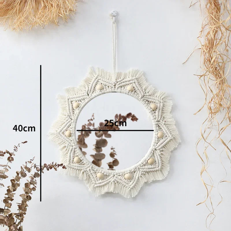 Boho Macrame Wall Mirror – Round Shape