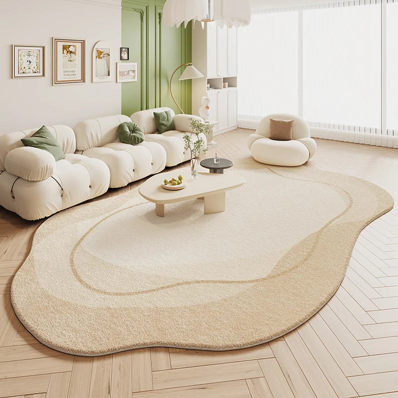 Irregular Green Rug in Cream Style