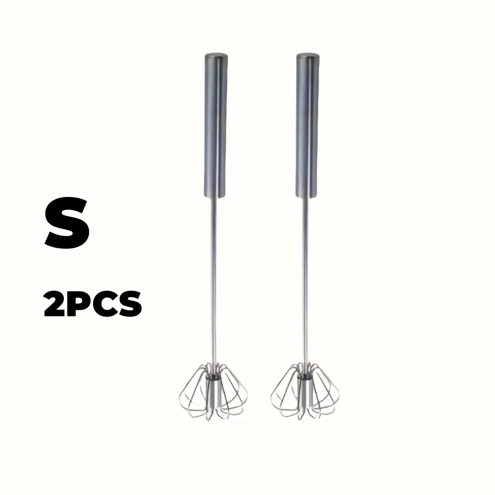 Semi-automatic stainless steel egg beater.