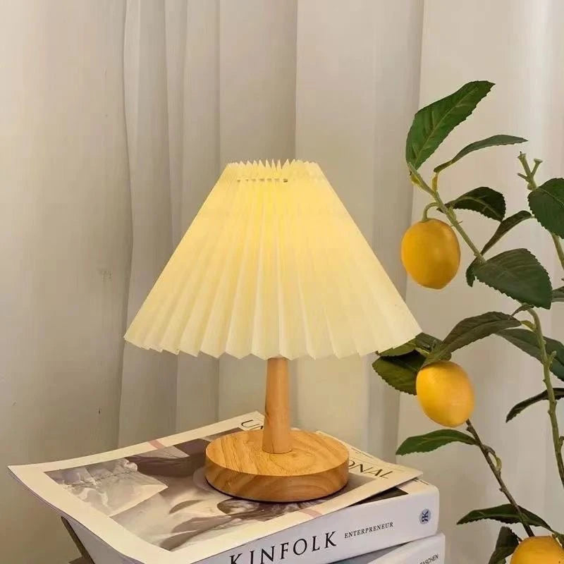 Nordic Foldable Pleated Table Lamp – USB Night Light for Bedroom