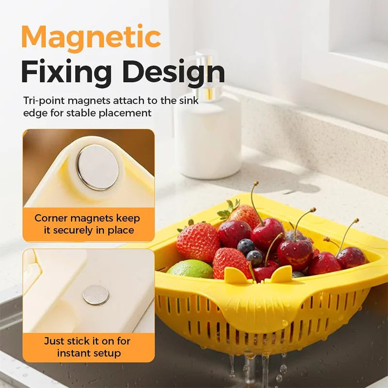 Magnetic Sink Basket with Triangular Drain