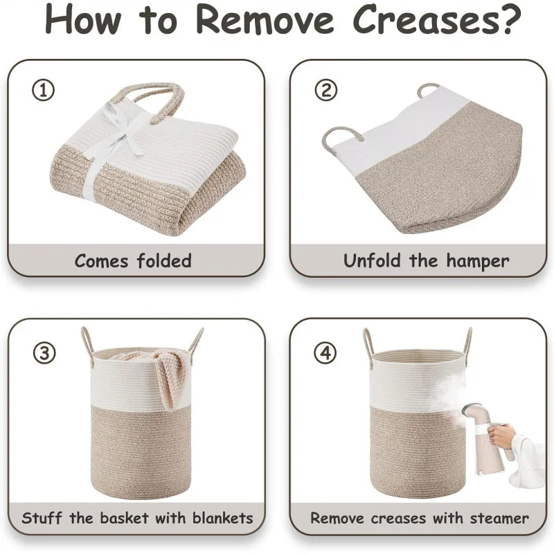 Large Storage Basket – Braided Rope, for Living Room, Bedroom and Bathroom, for Clothes, Toys and Blankets