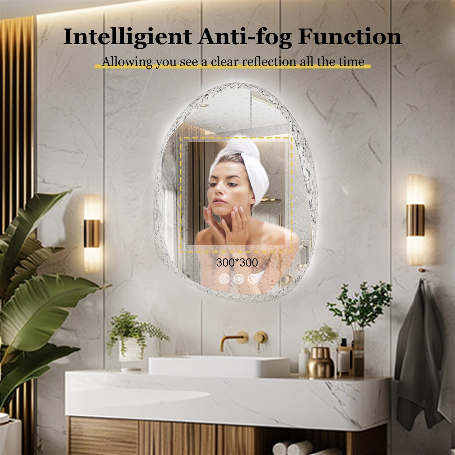 LED Bathroom Mirror – Anti-fog, Backlit, 3 Colors, Clear Glass