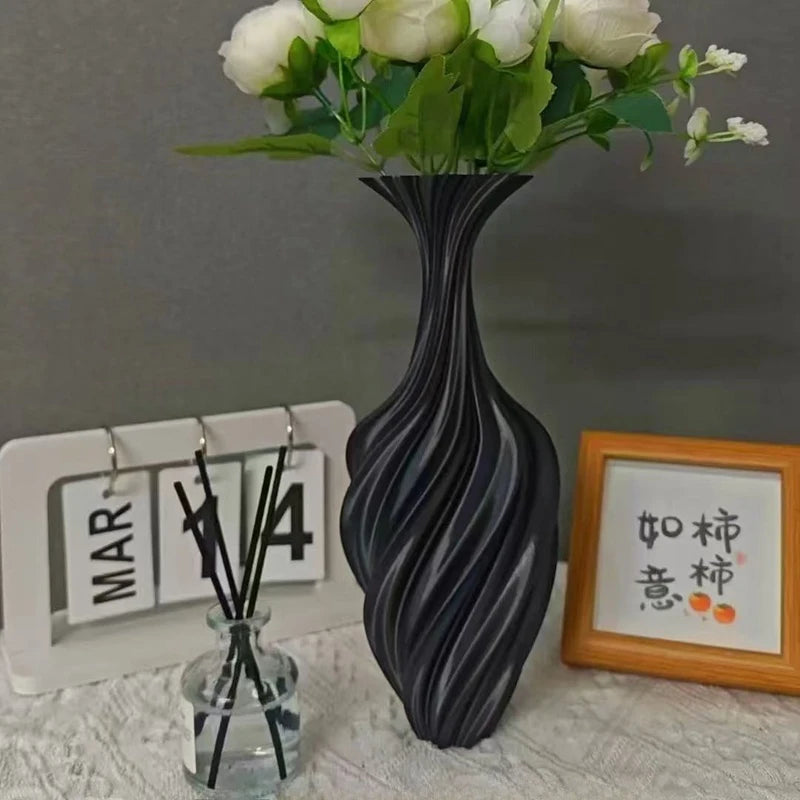 Decorative Plastic Flower Vase – Modern Style Black