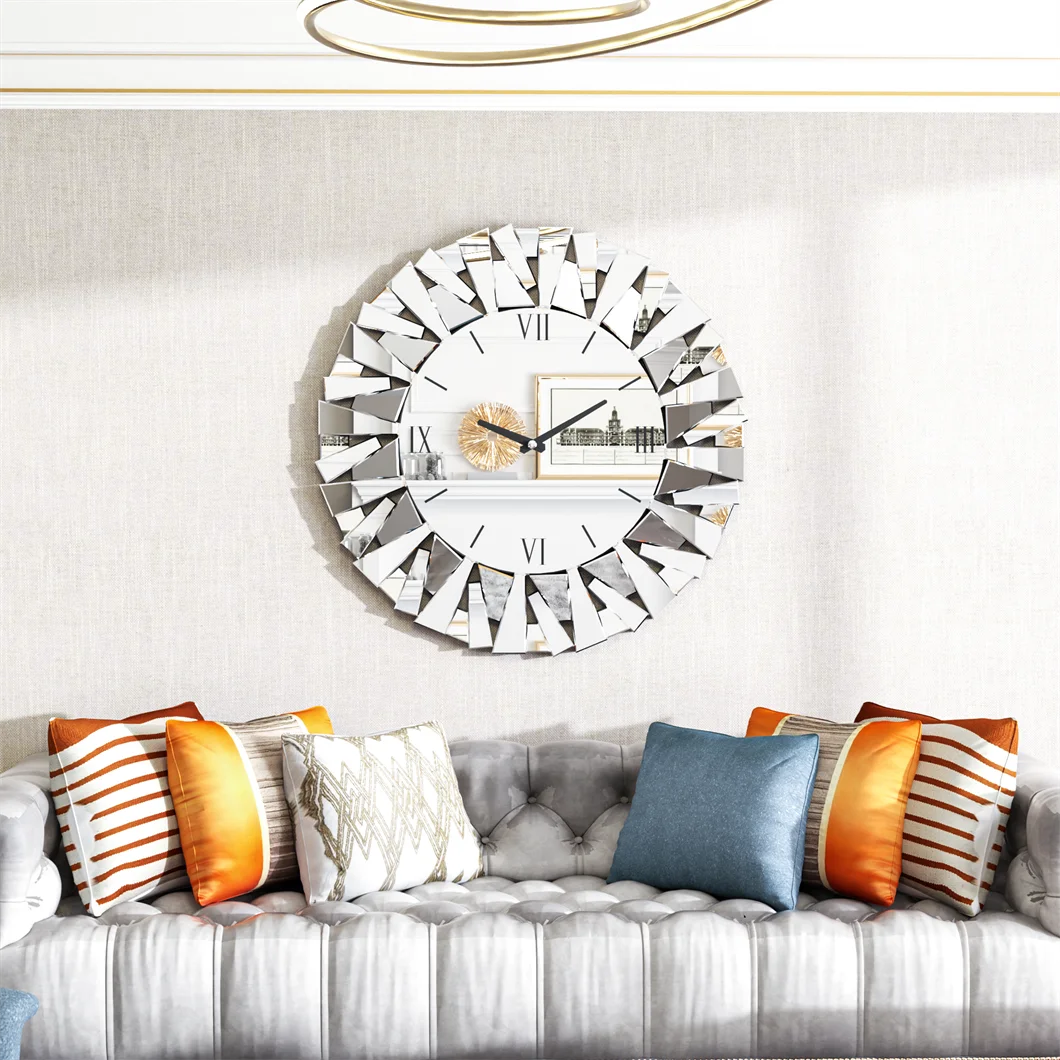 3D Mirrored Sunburst Wall Clock