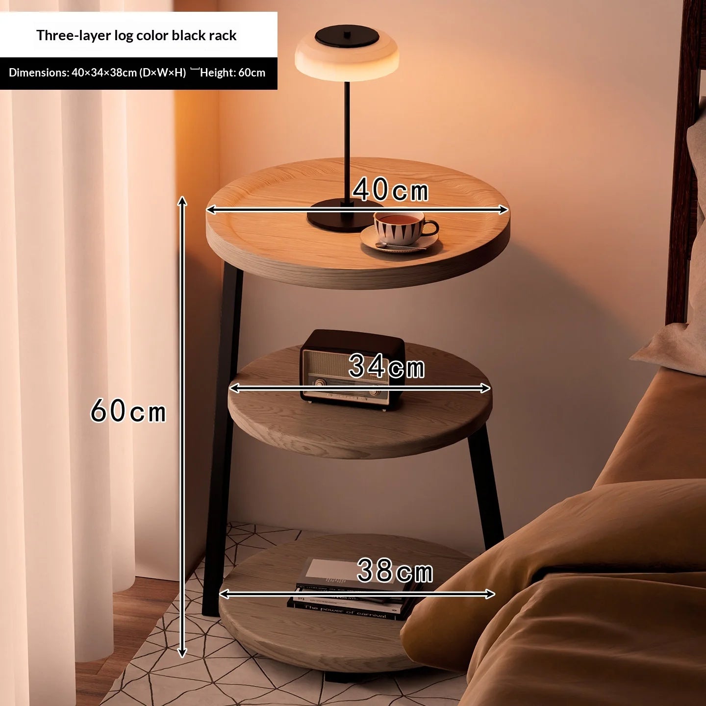 Modern Wooden Nightstand with 2 Drawers