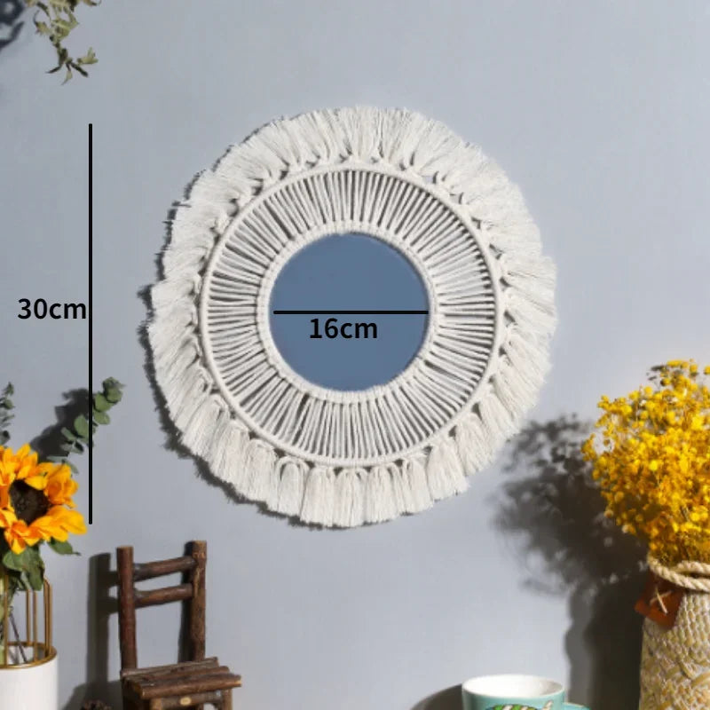 Boho Macrame Wall Mirror – Round Shape