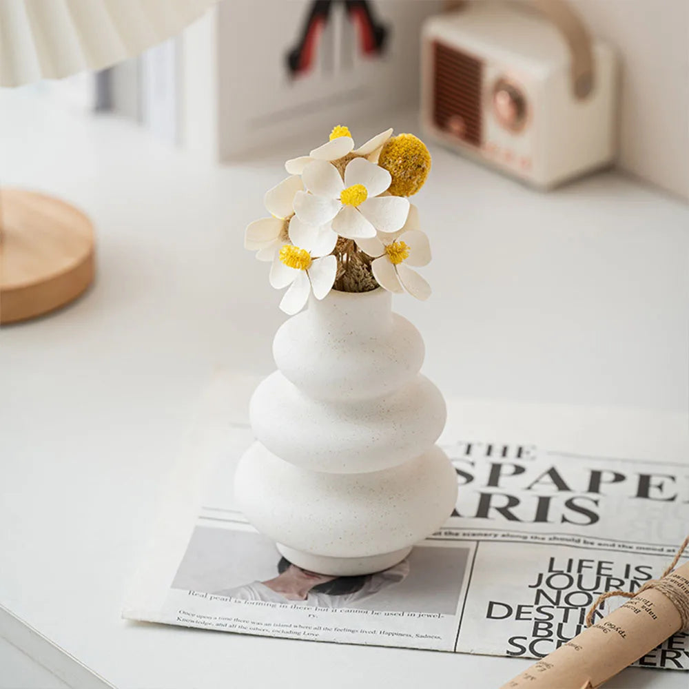 Set of White Ceramic Vases