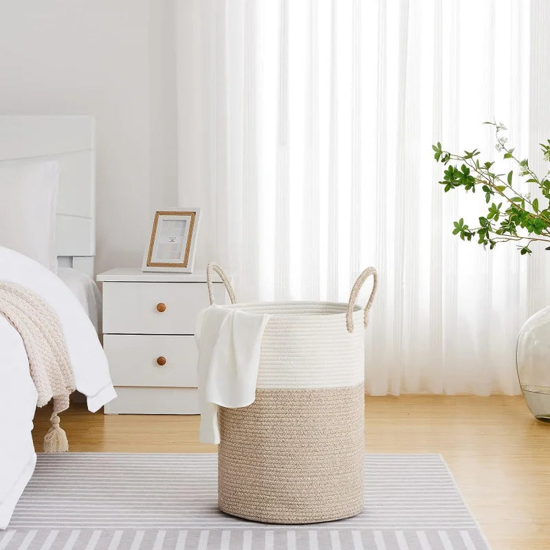 Large Storage Basket – Braided Rope, for Living Room, Bedroom and Bathroom, for Clothes, Toys and Blankets