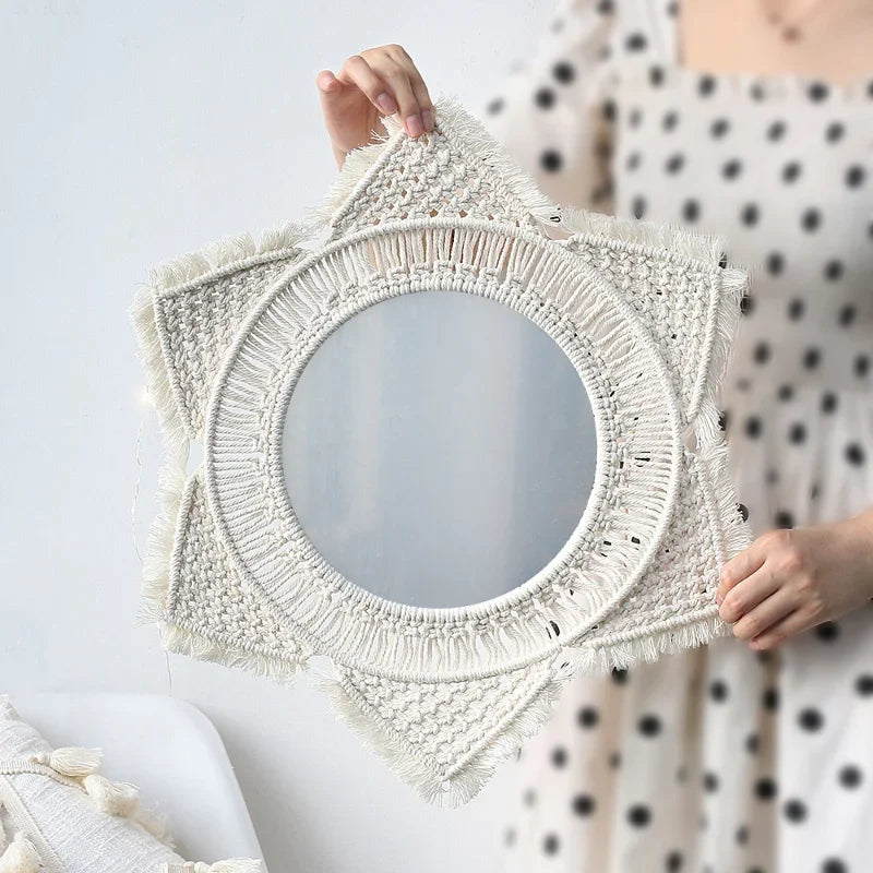 Boho Macrame Wall Mirror – Round Shape