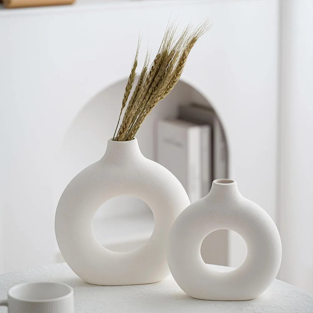 Set of White Ceramic Vases