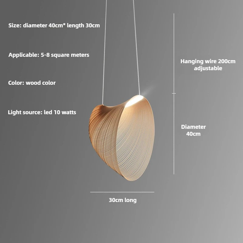 Nordic Wood LED Pendant Light – Adjustable Bird's Nest