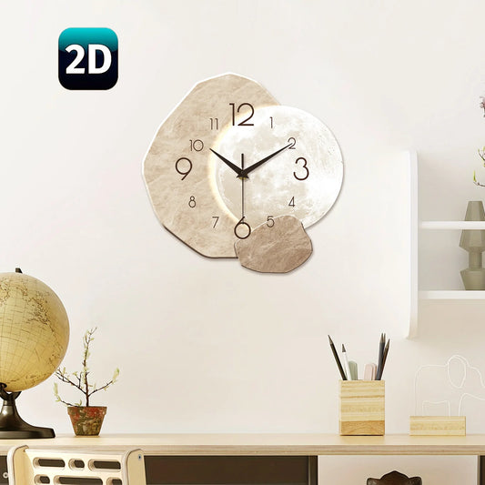 Silent Wooden Moon Wall Clock