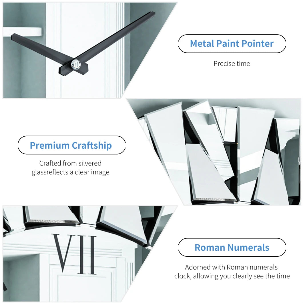 3D Mirrored Sunburst Wall Clock