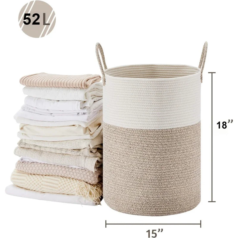 Large Storage Basket – Braided Rope, for Living Room, Bedroom and Bathroom, for Clothes, Toys and Blankets