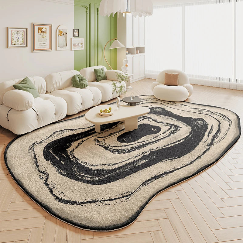 Irregular Green Rug in Cream Style