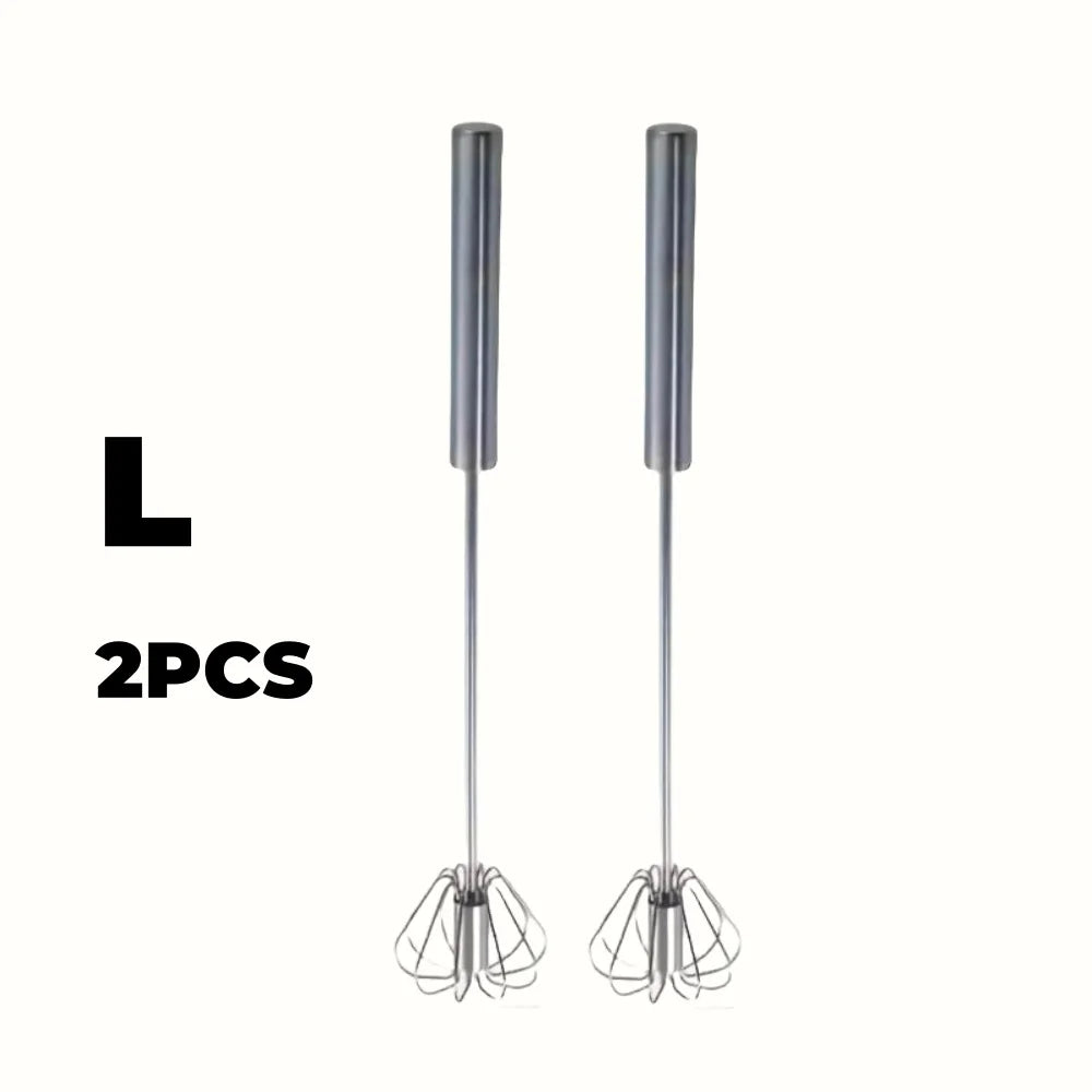 Semi-automatic stainless steel egg beater.