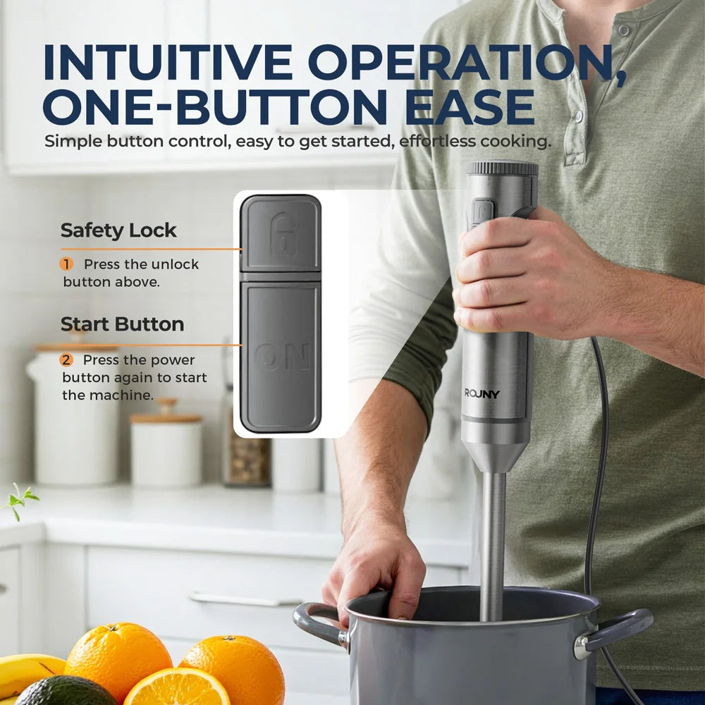 ROUNY 4-in-1 Immersion Blender – 1000W with Cup and Whisk